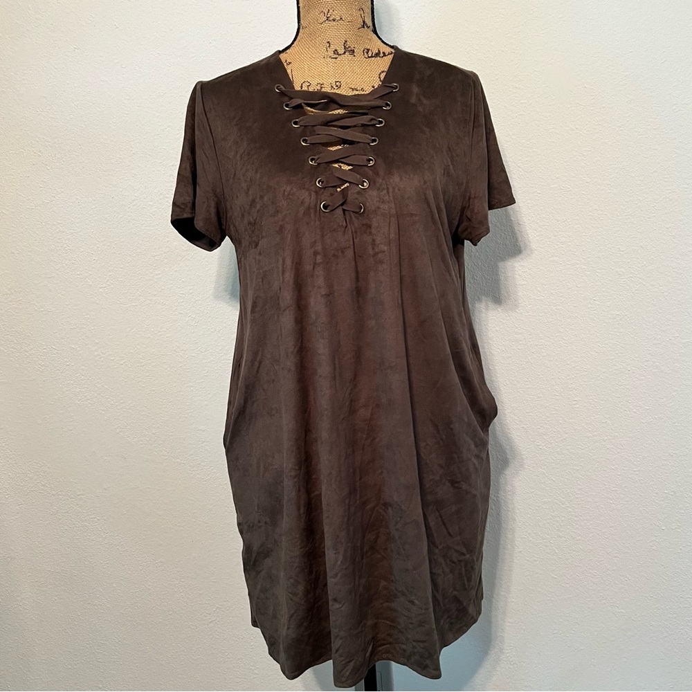 HYFVE  Green Faux Suede short sleeve Dress size large